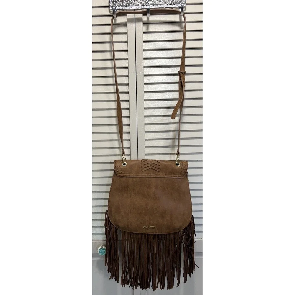 Steve Madden Fringe Brown Western Hobo Shoulder Crossbody Purse NWOT